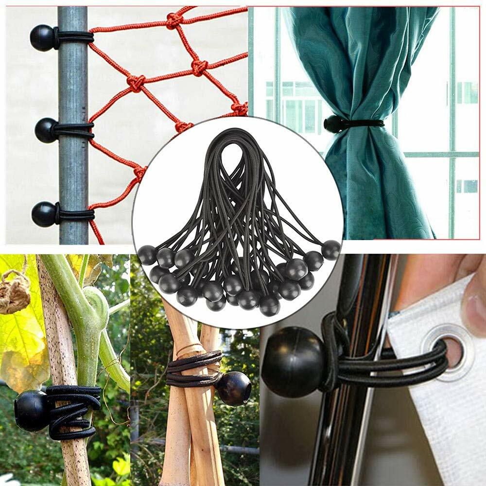 Tendeur Bache Tendeur /Élastique pour Pavillon,B/âche,Camping,Tente,Rideaux Harnais d/’Extension Tendeur Boule Tendeur Elastique Noir 30 Pi/èces Noir-150mm and 200mm
