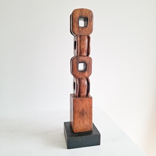 Abstract Wooden Carved Sculpture Modern Totem 55cm Statue Barbara Hepworth style