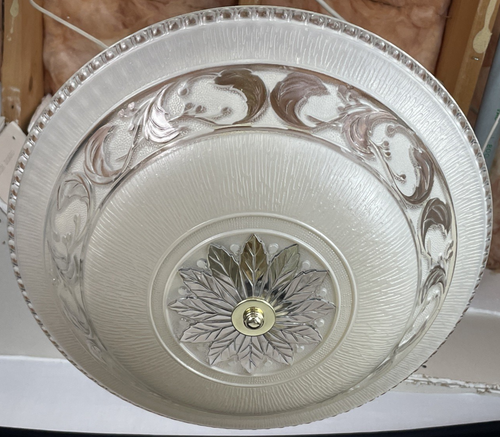 RESTORED 16" Antique Vtg Art Deco Semi Flush Mount Ceiling Light Glass Porcelain - Picture 4 of 24