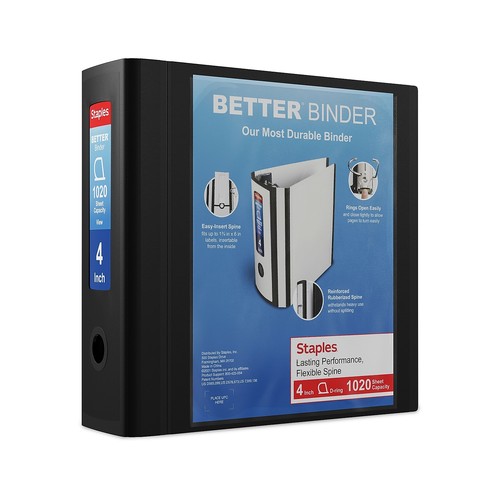Staples 4" 3-Ring Better Binder Black 2/Pack ST55814-CCVS