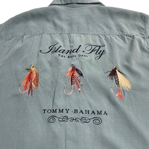 Tommy Bahama Silk Shirt Mens Small Island Fly Reel Deal Embroidered Hawaiian - Picture 2 of 19