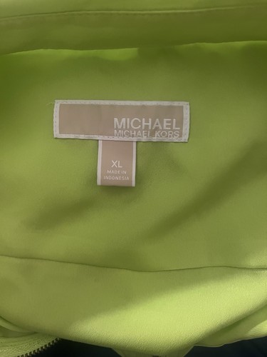 Ladies MICHAEL KORS Lime Green Collard Longsleeve W/rolltab Zip Up Pockets XL - Picture 6 of 11