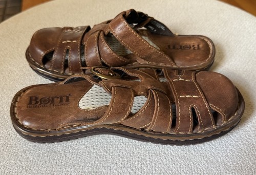 Born braune geschlossene Leder-Sandalen Slipper Damengröße 6 " - Bild 9 von 10