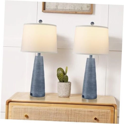 Nightstand Lamp Bedside Lamps Set of 2 Vintage Rustic High 27 Inch Navy Blue