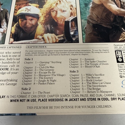 Indiana Jones Laserdisc LD Lot of 3 Raiders Temple and Crusade Harrison Ford - Foto 13 di 24