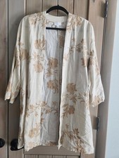 J. Jill Embroidered Cream Beige Floral Open Front Cardigan Kimono Size Small