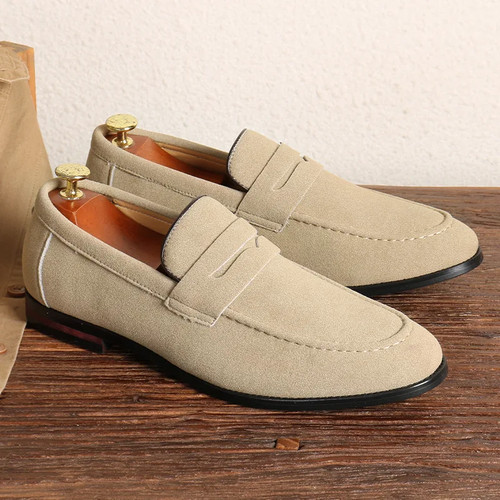 Men's Casual Slip on Leather Shoes Soft Solid Dress Shoes Flats Business Shoes - Picture 16 of 20
