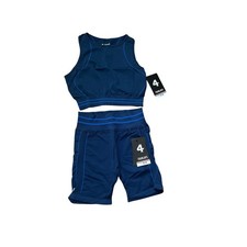 FOUR LAPS WOMENS ACTIVEWEAR SHORT  TOP SET NAVY BLUE NEW XSMALL