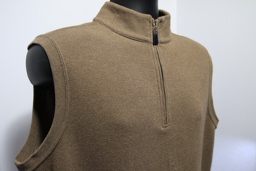 Peter Millar 1/3 Zip Mens Vest. Size: LARGE Color: Brown Rayon Polyester Cotton - Picture 5 of 9