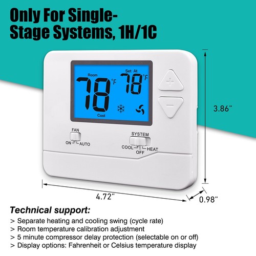 Non-Programmable Thermostats for Home 1 Heat/1 Cool Conventional Single-Stage... - Picture 3 of 8