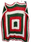 NEW crochet Christmas granny square afghan blanket throw 46 X 40”green red white