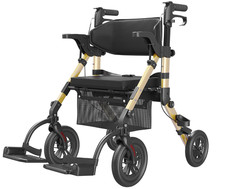 Transport-Wheelchair-Lightweight-Foldable, 2 in 1 Rolling Walker Chair-Used