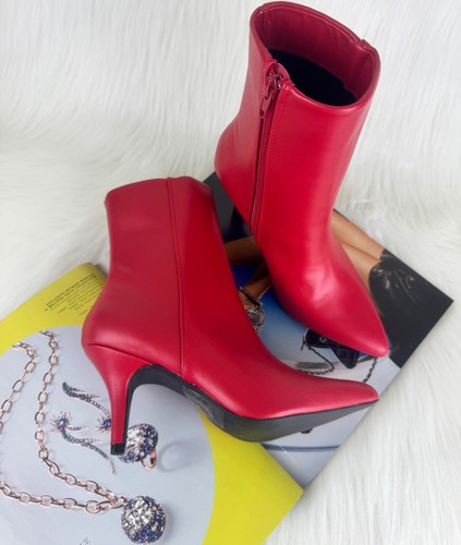 New Women's Qupid Portia Faux Leather Ankle Boots Bootie Shoes Size 5.5 Red - Picture 7 of 12