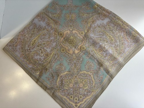 Liz Claiborne 30” Square Silk Scarf Neutral Pastel Paisley Print Classic Chic - Picture 4 of 5