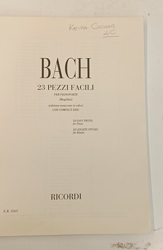 Bach 23 Pezzi Facili per Pianoforte Mugellini Usato Spartiti Senza Cd Piano - Foto 5 di 7
