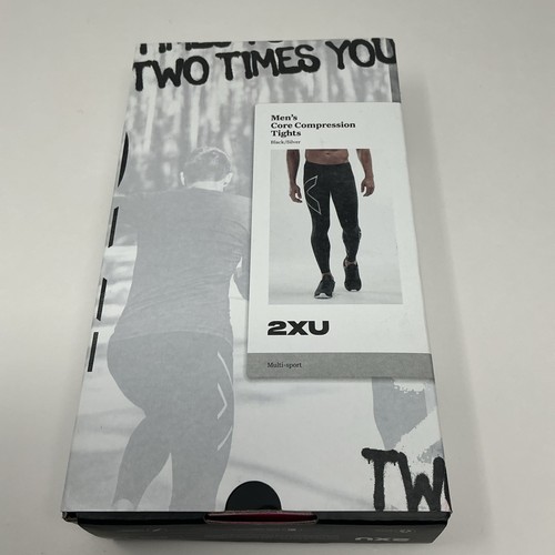 NEU 2XU Herren Core Kompressionsstrumpfhose Gr. LT schwarz/silber