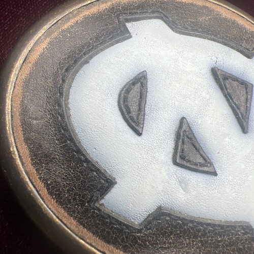 Vintage UNC Tar Heels Belt Buckle Leather Brass University Of North Carolina - Picture 3 of 6