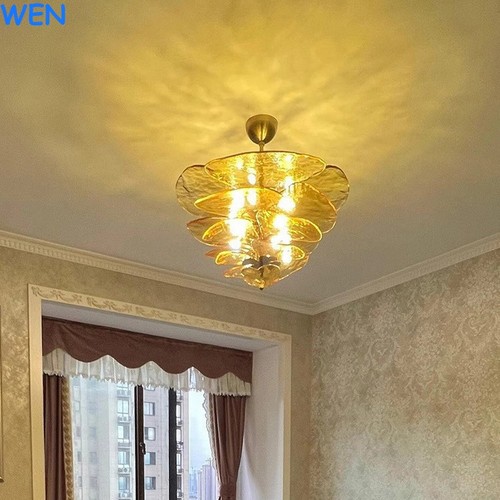 Rose Flower Chandelier Ceiling Light Flush Mount Bedroom Glass Pendant Lighting - Picture 11 of 23