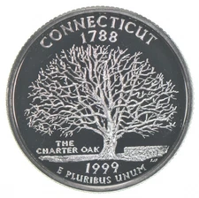 1999-S Washington State Quarter 90% Silver Proof Connecticut