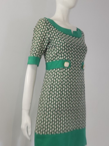 Orla Kiely Green Apple Dress UK 12 EU 40 Shift Vintage 60's Style Wiggle Mod Ska - Picture 11 of 16