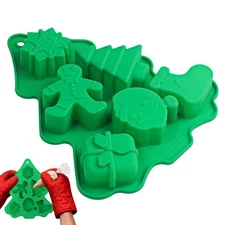 Christmas Tree Santa Silicone Mold 6 Cavity For Making Chocolate Soap Candles