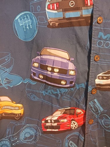 Ford Mustang Shirt GT 5.0 David Carey Men's XL All Over Print Button Down - Picture 5 of 21