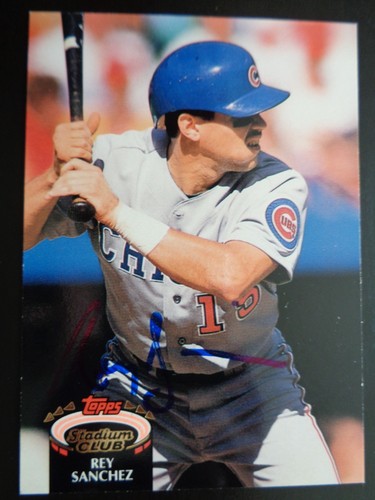 Rey Sanchez - 1992 Topps - Card # 308 - Autgraphed - Chicago Cubs Baseball