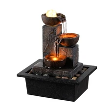 Three Bowls with Rotating Ball Flowing Tabletop Fountain Home Décor Indoor/Ou...