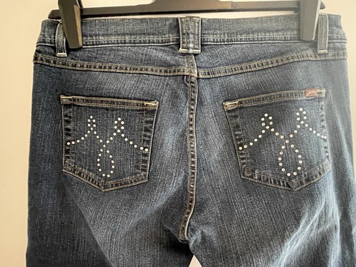 Oasis Women’s 14 Mid Wash Sequin Pocket & Button Stretch Jeans Zip Fly - Picture 7 of 9