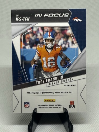 2025 Panini Mosaic Troy Franklin In Focus Signatures Blue Mosaic /99 - Picture 3 of 3