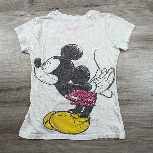 Disney Minnie Mouse Amour Graphic T Shirt Kids Size Medium White Sparkle Heart - Picture 2 of 7