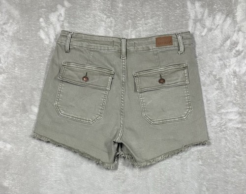 Judy Blue Raw Hem Mid Rise Denim Shorts Women’s 28 Green Stretch Front Pockets - Picture 2 of 9