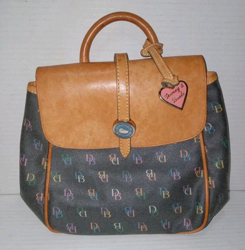 Vintage 1990s Y2K DOONEY & BOURKE Leather Logo Hand Purse/Bag With Charm!