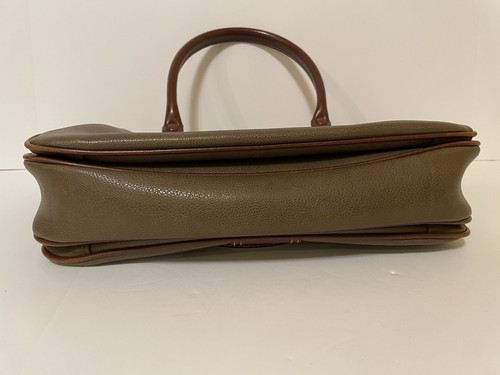 Vintage Carryland Satchel Tan Green Brown Leather Structured Handbag MCM Classy - Picture 8 of 16
