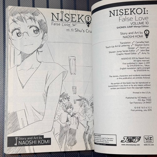 Manga Nisekoi False Love Volumen 10 Vol Naoshi Komi Shonen Jump Viz [Inglés] - Imagen 10 de 10