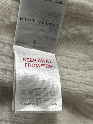 NEW Mint Velvet Sz S Fisherman Knit Mock Neck Sweater Cream Wool/Alpaca (L3) - Picture 5 of 6