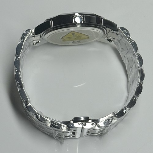 Mens Quartz Watch Stainless Case And Bracelet Luminous Hands Faceted Crystal New - Picture 5 of 14