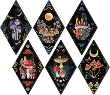 6 Pieces Mushroom Wall Decor Gift Vintage Aesthetic Boho Wall Art for Home 11.8I