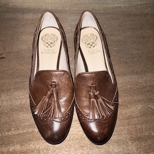 VINCE CAMUTO Oxford Loafers Women's 6.5 Chayton Brown Flats With Tassels
