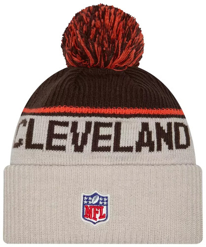 NWT Cleveland Browns 2024 New Era Sideline Historic Throwback Knit Pom Beanie - Picture 2 of 2