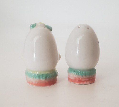 Mr and Mrs Egg Head Easter Salt & Pepper Shakers Humpty Dumpty W Stoppers - Picture 5 of 11