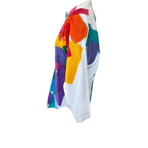 Vintage Ozeana Abstract Art to Wear Shirt Colorful Button Down Long Sleeve L NWT - Picture 3 of 11