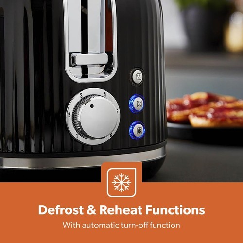 GEEPAS Fluted 2 Slice Bread Toaster & 1.7L Cordless Electric Kettle Set, Black - 第 4/12 張圖片