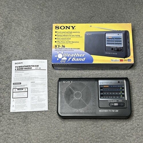 Sony Weatherband Weather TV FM AM 4Band Radio ICF-36 Open Box Tested Works