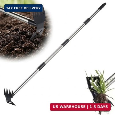 Weed Puller Tool with Long Handle, 2 in 1 Weed Rake and Garden Hoe, Heavy Duty S