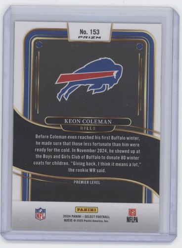 Keon Coleman Club Level Red White Blue Shock 2024 Panini Select RC Buffalo Bills - Bild 2 von 2
