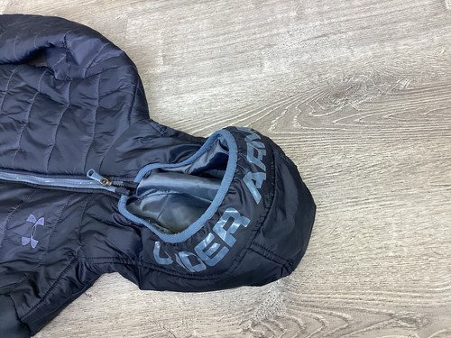 Under Armour Youth Boys Cold Gear Puffer Coat Jacket Size M Medium Black Pockets - Picture 10 of 12