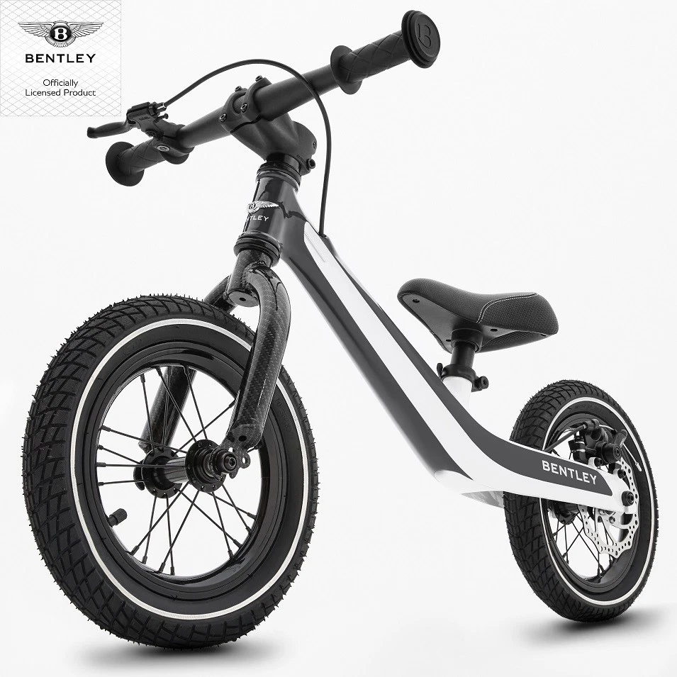 BENTLEY Balance Bike bicolor black white Original Laufrad mit Bremse Ledersattel