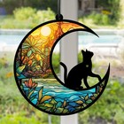 Little Black Cat Moon Pendant Window Hanging Ornaments Wall Decoration