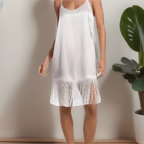 In Bloom by Jonquil IVORY Women's Fringe Trim Chemise Size S/P NEW - Picture 7 of 12